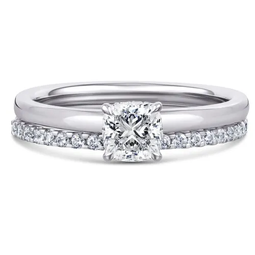 White Gold Cushion Diamond Bridal Set - White Tess